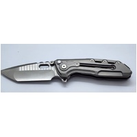 Reate Knives T1000 3.5 Inch Tanto CPM3V Blade Bead Blasted Grey Titanium Handle