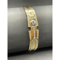 Mens 18ct Yellow Gold Fancy Link Diamond Bracelet