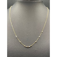 Ladies 19t Yellow Gold Belcher Link & 3 Tone Bead Necklace