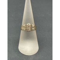 Mens 9ct Yellow Gold Diamond Ring