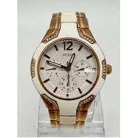 Guess Ladies White and Rose Gold W0556L3 Stainless Steel Analog Watch