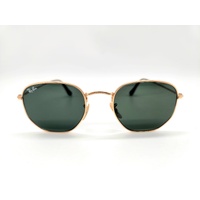 Ray-Ban RB3548N 001 51-21 Gold Hexagonal Flat Lenses Green Classic Sunglasses