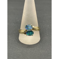 Ladies 9ct Yellow Gold Blue Opal Gemstone Ring