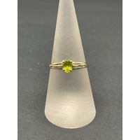 Ladies 14ct Yellow Gold Green Gemstone Ring