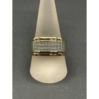 Mens 9ct Yellow Gold Diamond Ring