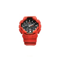 Casio G-Shock GA-100B Analog Digital Resin Strap Men’s Red Watch with Tin Case