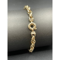 Ladies 9ct Yellow Gold Oval Belcher Link Bracelet