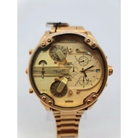 Diesel Only The Brave Chronograph Quartz DZ7399 3 Bar Gold Tone Mens Watch