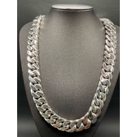 Necklace Chain 925 Solid Stirling Silver Chunky Cuban Link NEW