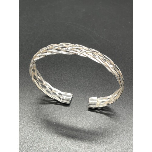 Unisex Sterling Silver Braided Cuff Bangle (Brand New)