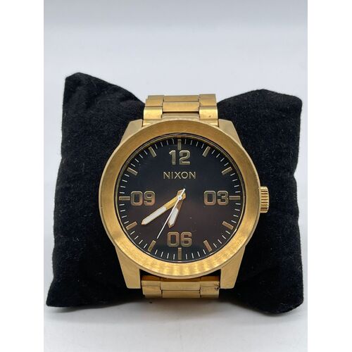 Nixon Take Charge Corporal All Gold Black Stainless Steel Bracelet Men's Watch