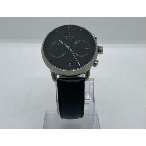 Nordgreen Pioneer 42mm Black Dial Black Leather Watch (Pre-Owned)