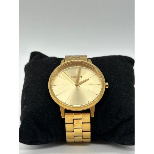 Nixon The Kensington Watch Movin Out Gold Case Steel Bracelet Band Gold Face