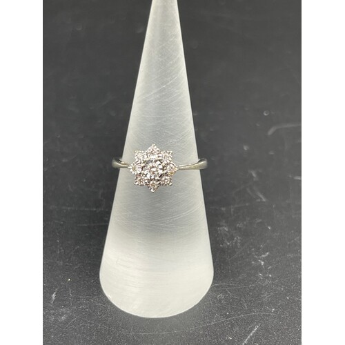 Ladies 9ct White Gold Illusion Setting Diamond Ring Fine Jewellery 