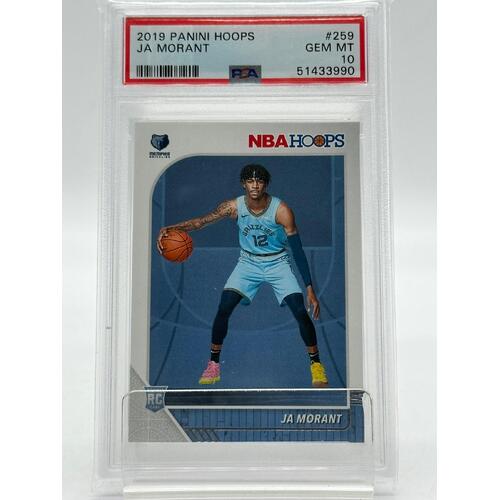 2019 Panini Hoops 259 JA Morant Memphis Grizzlies Rookie Basketball Card PSA 10