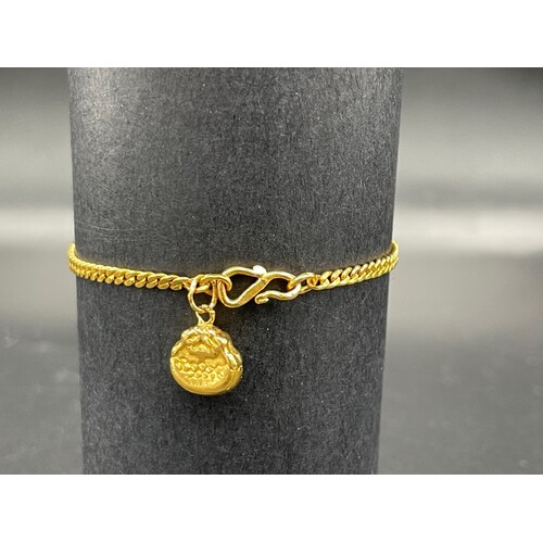 Ladies/Child 22ct Yellow Gold Tight Curb Link Bracelet (Pre-Owned)