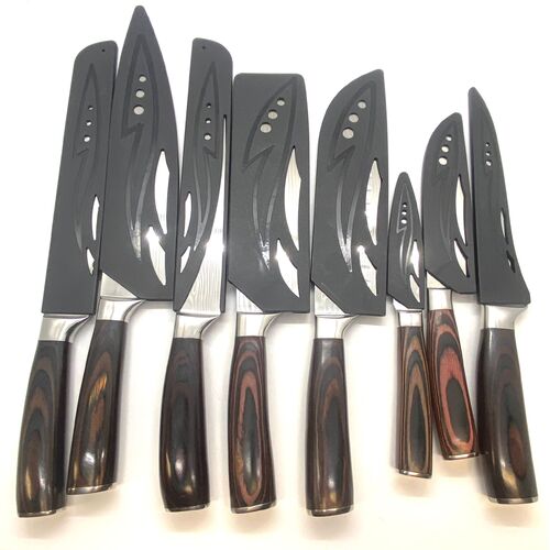 8 Piece Premium Style Ergonomic Handle Design Laser Engraved Knife Set