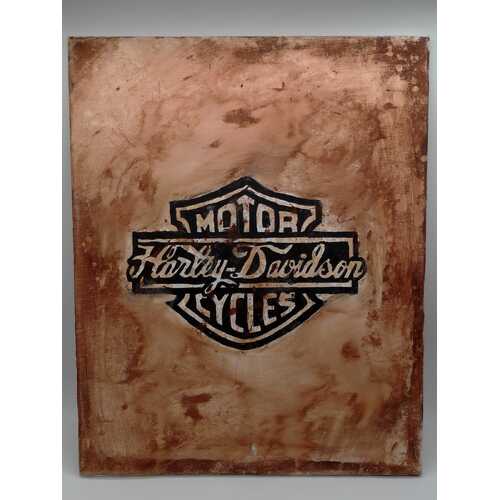 Harley-Davidson Canvas 40x50cm Oil Painting “Motorcycles” Brown (Pre-owned)