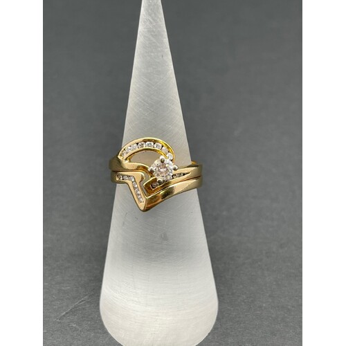 Ladies 18ct Yellow Gold Diamond Ring Set (Pre-Owned)