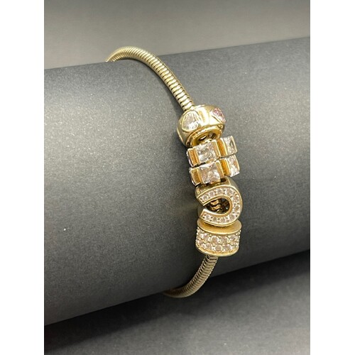 Ladies 9ct yellow Gold Snake Link Charm Bracelet