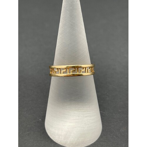 Unisex 18ct Yellow Gold Greek Pattern Ring