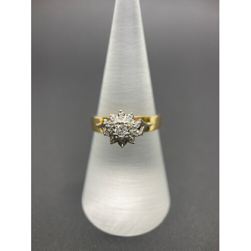 Ladies 18ct Yellow Gold Diamond Cluster Ring