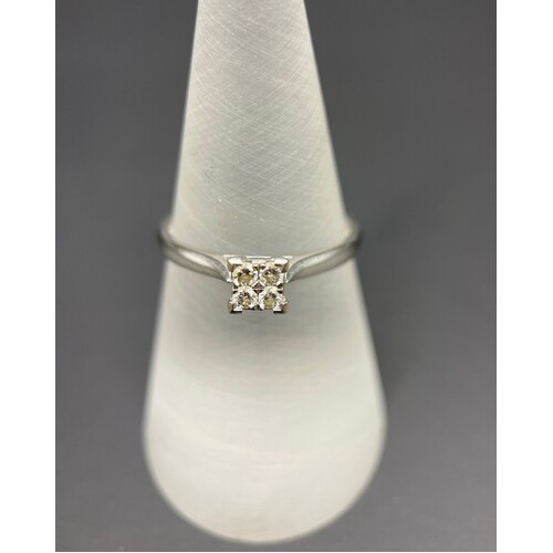 Ladies 9ct White Gold 4 Stone Diamond Ring