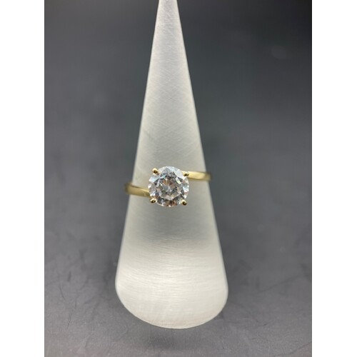 Ladies 14ct Yellow Gold Solitaire Cubic Zirconia Ring