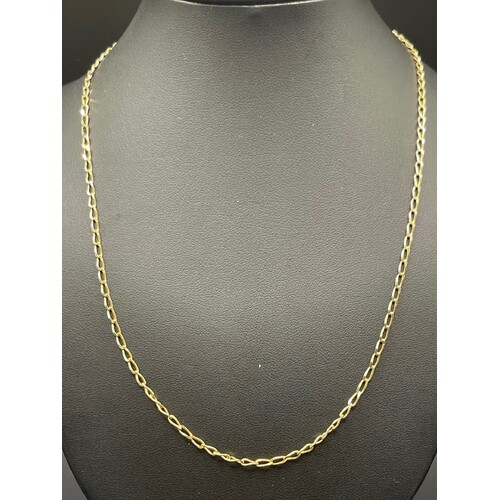 Unisex 9ct Yellow Gold Cable Chain Link Necklace