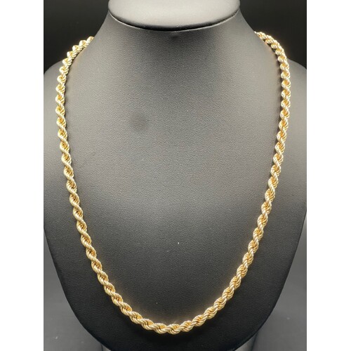 Unisex 9ct Yellow Gold Rope Link Necklace