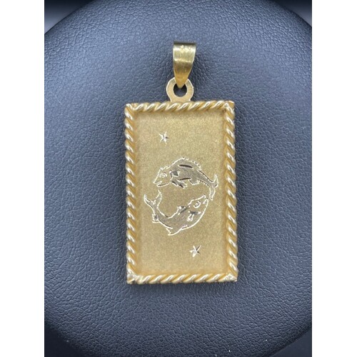 Ladies 14ct Yellow Gold Zodiac Pisces Sign Pendant