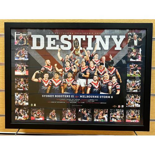 Sydney Roosters 2018 NRL Telstra Premiership Premiers Destiny Framed Memorabilia