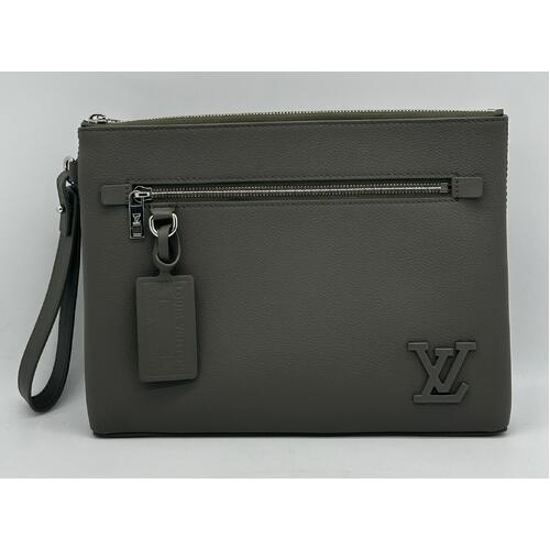 Louis Vuitton Takeoff Pouch Khaki Green Clutch Bag with Original Receipt