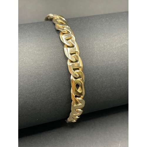 Mens 9ct Yellow Gold Anchor and Birdseye Link Bracelet