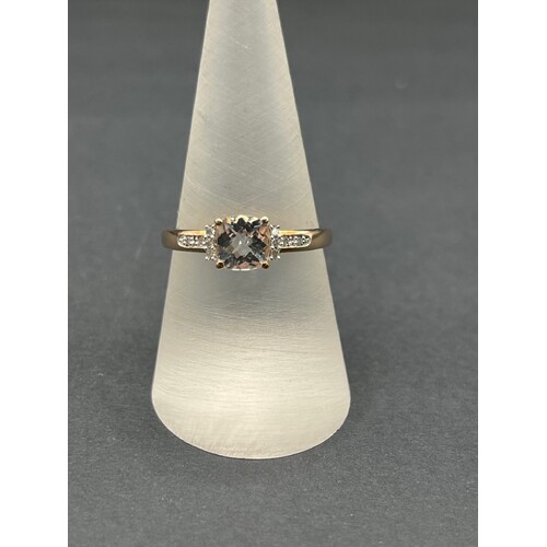 Ladies 10ct Rose Cubic Zirconia and Diamond Ring