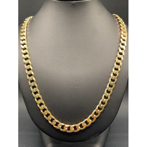 Mens 9ct Yellow Gold Chuncky Curb Link Necklace