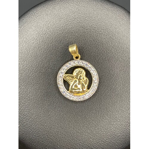 Ladies 9ct Yellow Gold Round Angel Pendant