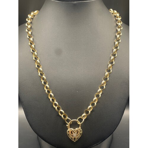 Ladies 9ct Yellow Gold Round Belcher Link Necklace