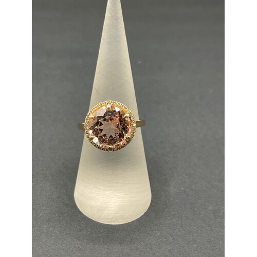 Ladies 9ct Rose Gold Morganite and Diamond Ring