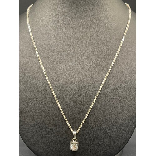 Ladies 18ct White Gold Fancy Link Chain & Diamond Pendant