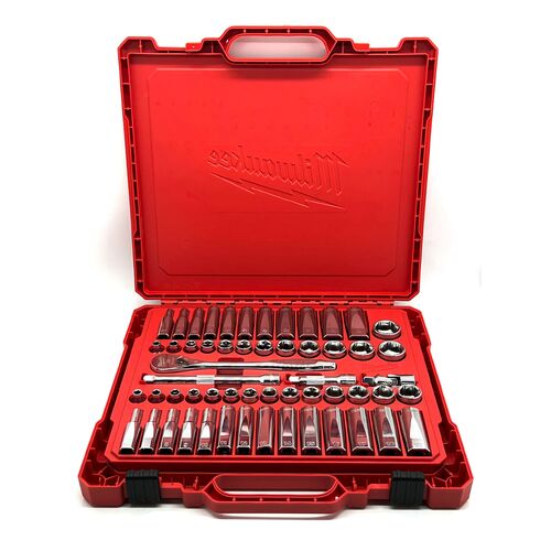 Milwaukee 3/8 Inch Drive 56 Piece Ratchet and Socket Set Imperial and Metric