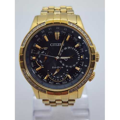 Citizen Eco-Drive Gold Tone Watch Metal Band with Diamond 8729-S115752