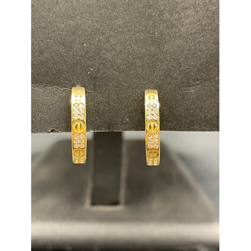 Ladies 18ct Yellow Gold Oval Open Hoop Earrings