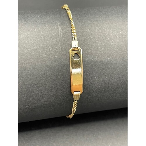 Childs 9ct Yellow Gold Figaro Link ID Bracelet