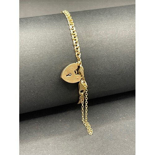 Ladies 9ct Yellow Gold Fancy Link Heart Locket Bracelet