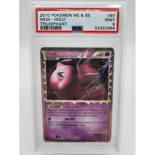 Pokémon TCG 2010 HG and SS Mew Holo Triumphant PSA Mint 9 Collectable Card