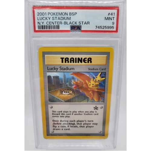 Pokémon TCG 2001 Black Star Promo Lucky Stadium N.Y. Center #41 PSA Mint 9