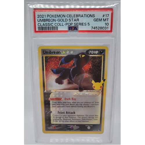 Pokémon TCG 2021 Celebrations Umbreon Gold Star Classic Collection #17 PSA 10