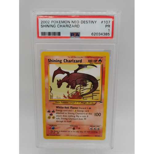 Pokémon TCG 2002 Neo Destiny Shining Charizard #107/105 PSA PR1 Collectable Card