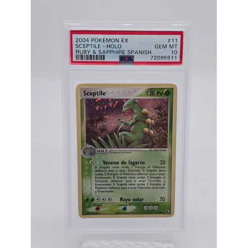 Pokémon TCG 2004 Ex Sceptile Holo #11 Ruby and Sapphire Spanish PSA GEM MT 10